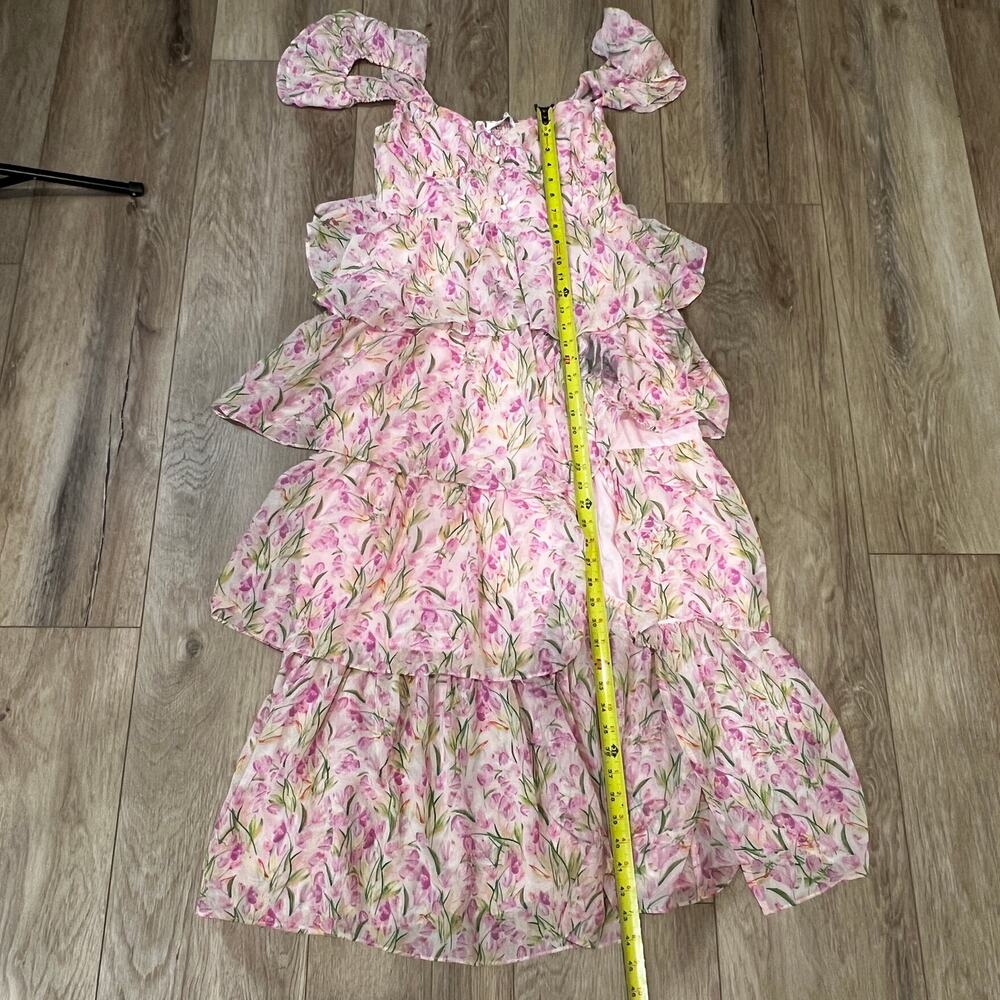 ASTR THE LABEL Women's Midsummer Floral Tiered Maxi Dress Size L In Pink Multi - Picture 9 of 13